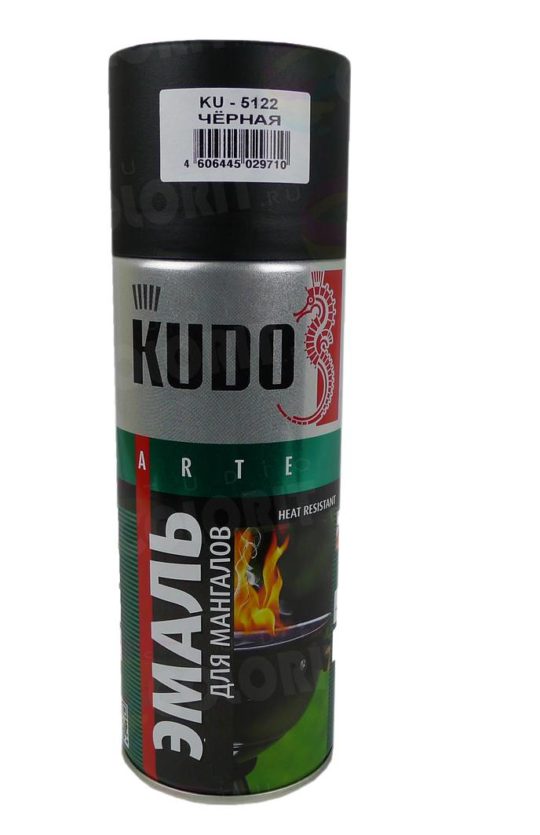 Краска-спрей Kudo(Кудо) термост. черная для мангалов